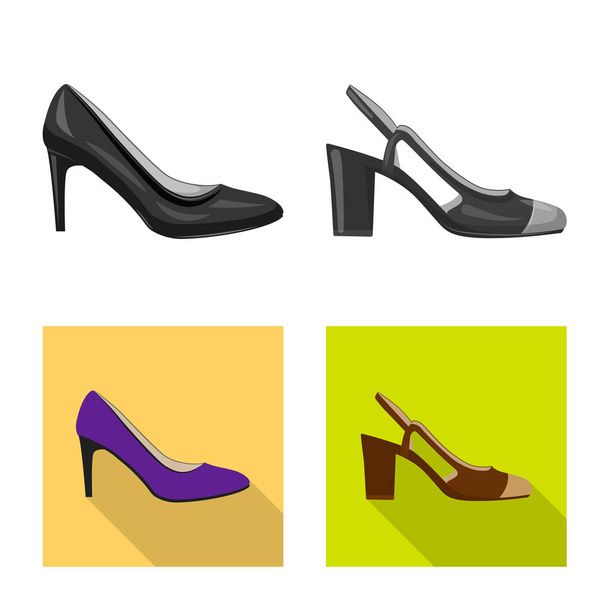 Vector design of footwear and woman sign. Set of footwear and foot vector icon for stock. - Wektor, obraz