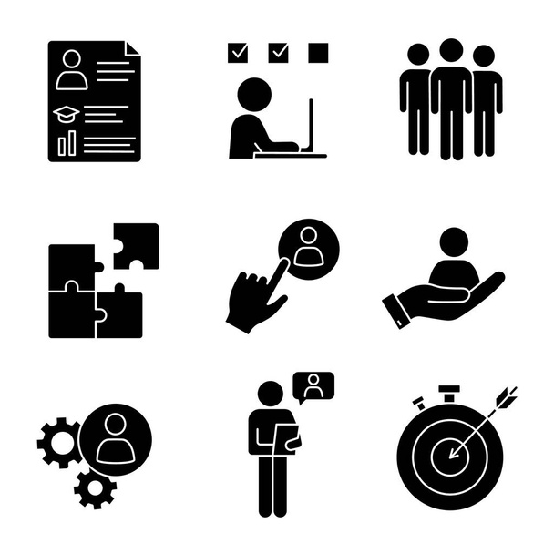 Conjunto de iconos de glifos de gestión empresarial
.  - Vector, Imagen