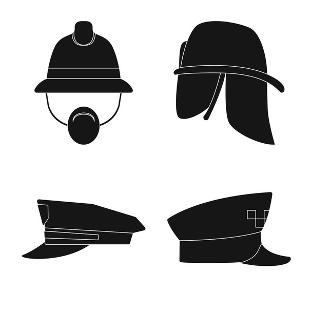 Vector illustration of headgear and cap logo. Collection of headgear and accessory vector icon for stock. - Vettoriali, immagini