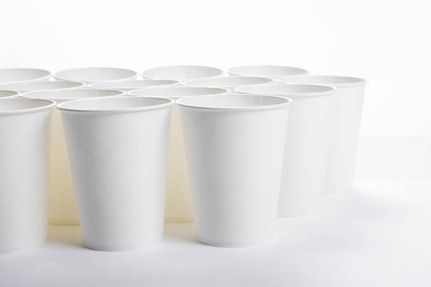 White paper coffee cup on white background. - Photo, Image
