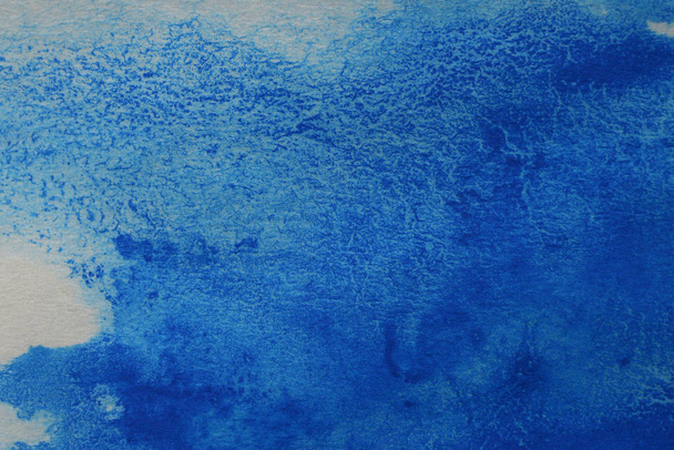 Abstraktní ručně malované modré akvarely na bílém papíře pozadí, Creative Design šablony - Fotografie, Obrázek