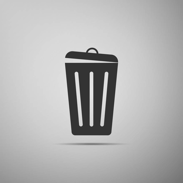 Trash can icon isolated on grey background. Garbage bin sign. Flat design. Vector Illustration - Vector, Image
