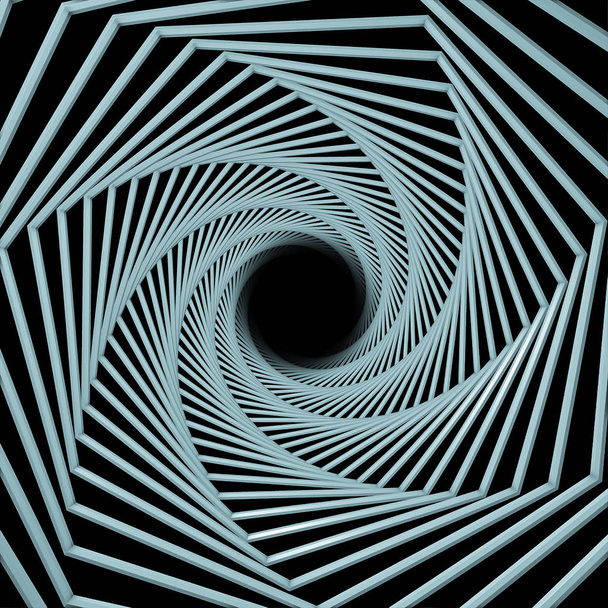Vórtice en Square. Representación 3D de líneas giratorias girando alrededor del centro
 - Foto, Imagen