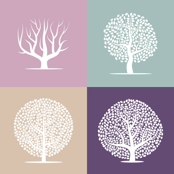 Set di quattro sagome di alberi
 - Vettoriali, immagini