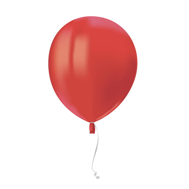 Realistic air flying red balloon with reflects isolated on white background. Festive decor element for any holiday. Vector illustration - Vector, Image