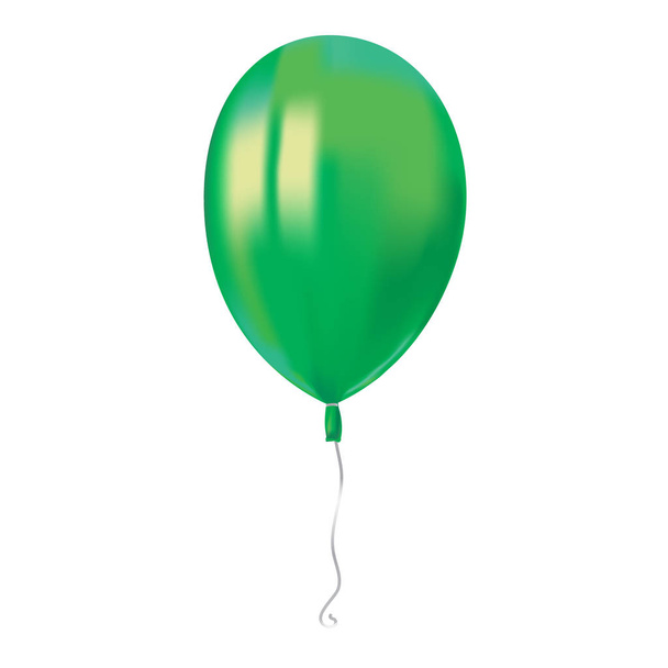 Realistic air flying green balloon with reflects isolated on white background. Festive decor element for any holiday. Vector illustration - Vector, Image