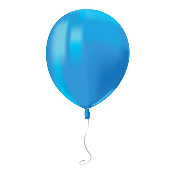 Realistic air flying blue balloon with reflects isolated on white background. Festive decor element for any holiday. Vector illustration - Vector, Image
