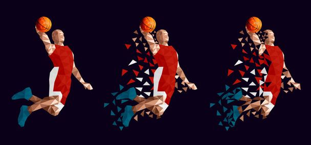 Basketballer setzen abstrakte Designvektorillustration - Vektor, Bild
