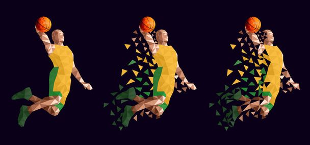 Basketballer setzen abstrakte Designvektorillustration - Vektor, Bild
