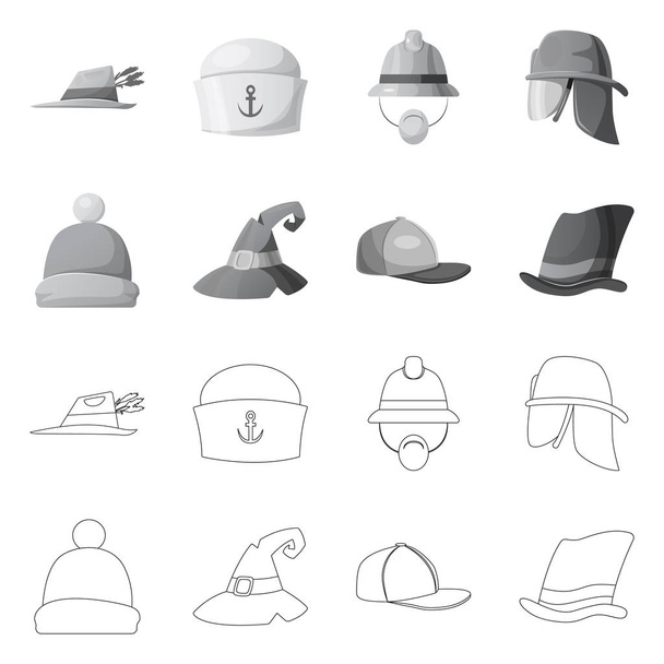 Vector design of headgear and cap logo. Collection of headgear and accessory stock vector illustration. - Vetor, Imagem