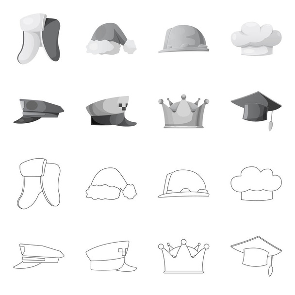 帽子とキャップのロゴの孤立したオブジェクト。帽子やアクセサリーの株式ベクトル イラスト集. - ベクター画像