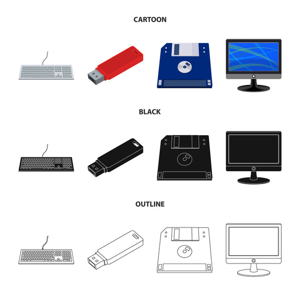 Vector design of laptop and device symbol. Set of laptop and server vector icon for stock. - Vector, imagen