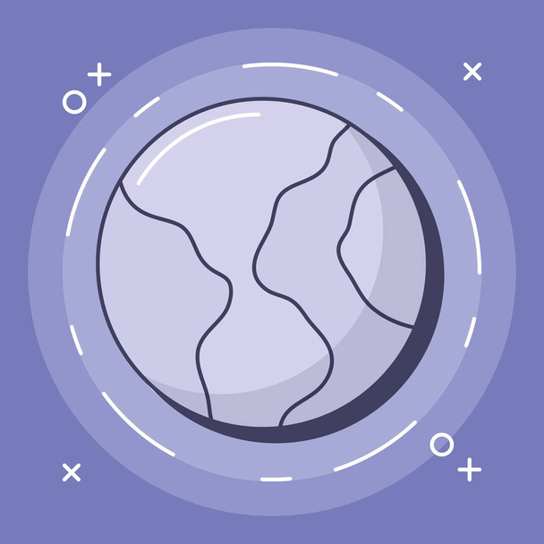 Erde Planet Symbol auf violettem Hintergrund, buntes Design. Vektorillustration - Vektor, Bild