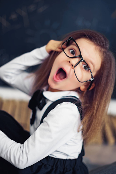 funny crazy girl student with glasses - Foto, imagen
