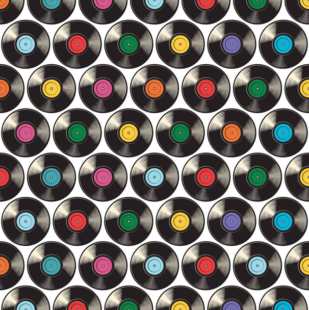 background pattern with vinyl discs or records - Vector, afbeelding
