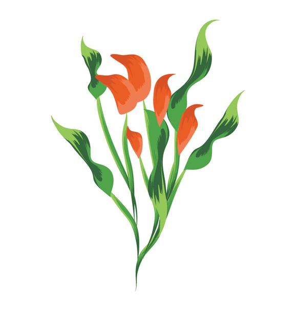 Spiraea flowers with green stem, flat icon design  - Διάνυσμα, εικόνα