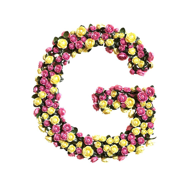 Flowered alphabet floral letter collection 3d illustration - Fotó, kép