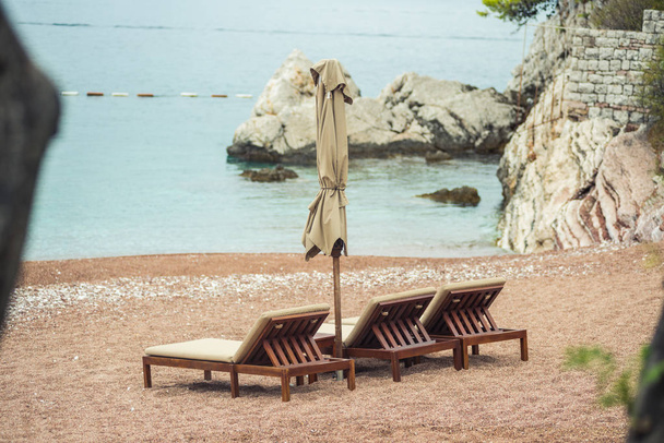 VIP beach with umbrellas and sun loungers - Photo, Image