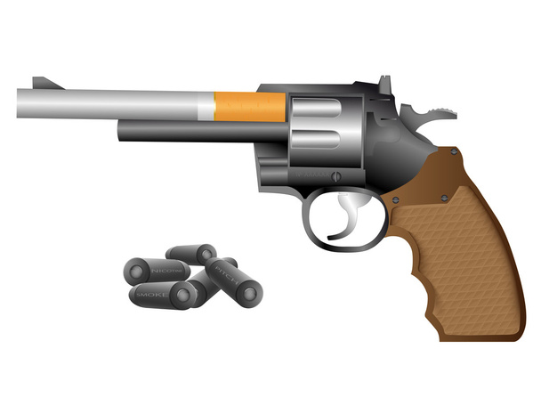 Revolver und Zigarette - Vektor, Bild