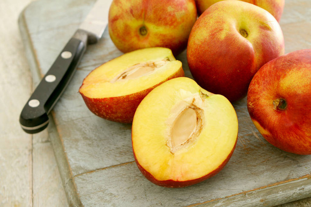 fresh ripe peaches on the table  - Photo, Image
