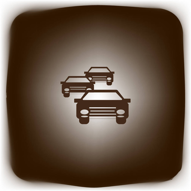 minimalistic vector icon of three cars riding - Vettoriali, immagini