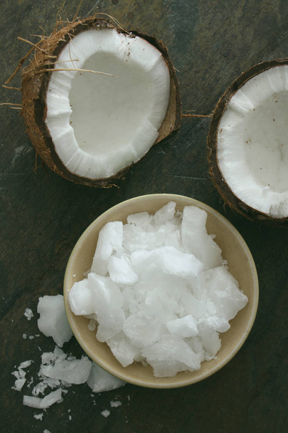 healthy coconut oil in dish - Photo, Image