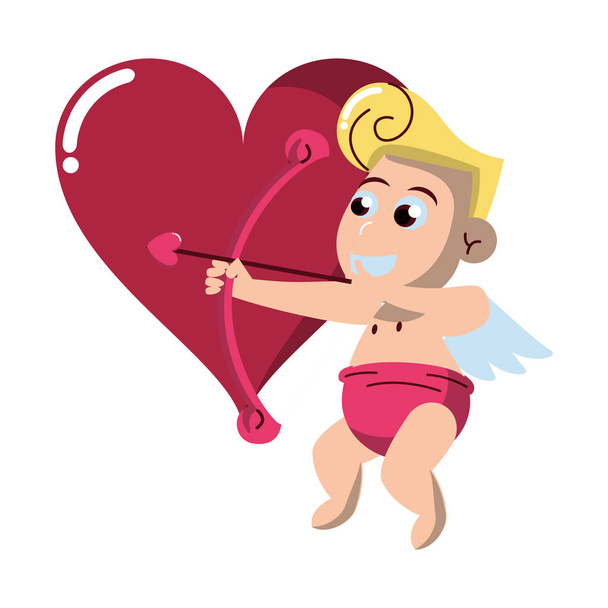 Cupido com arco no coração
 - Vetor, Imagem