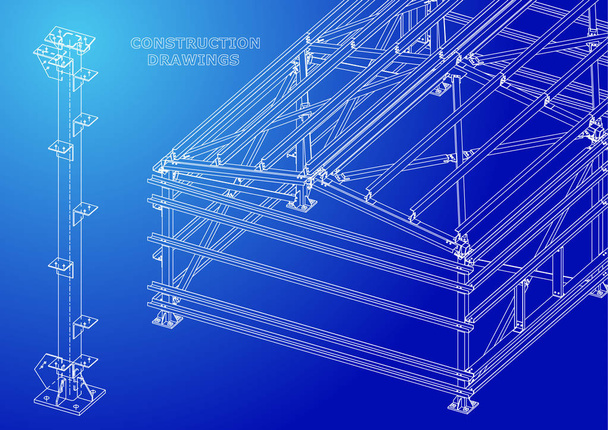 Metal constructions. Volumetric constructions. 3D design. Abstract Cover, banner - Vektor, Bild