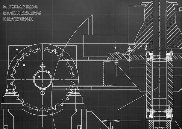 Blueprints. Engineering backgrounds. Mechanical engineering drawings. Cover. Technical Design. Black. Grid - Vector, Image