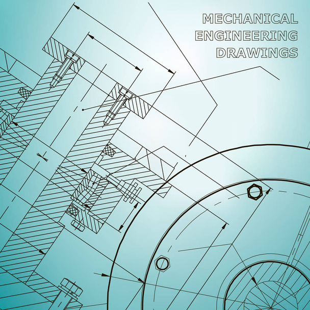 Backgrounds of engineering subjects. Technical illustration. Mechanical engineering. Technical design. Instrument making. Cover, banner. Light blue - Vector, Image