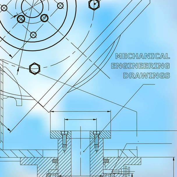 Mechanik. technisches Design. Ingenieursstil. mechanischer Instrumentenbau. Cover, Flyer. Corporate Identity. blau - Vektor, Bild
