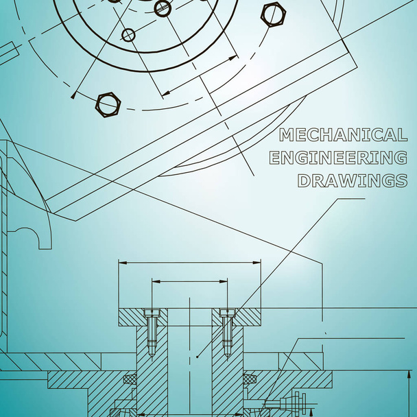 Mechanics. Technical design. Engineering style. Mechanical instrument making. Light blue - Vector, Image
