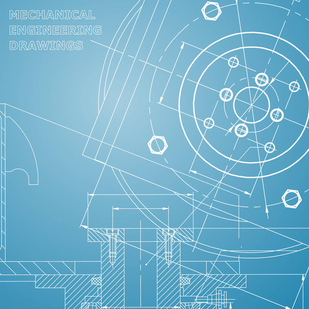 Mechanics. Technical design. Engineering. Blue and white - Vector, Image