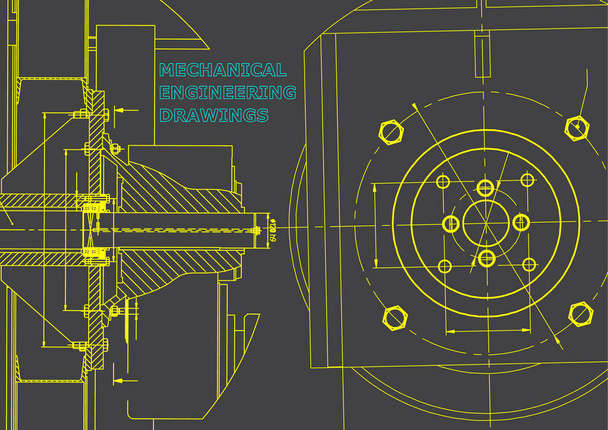 Technical illustration. Mechanical engineering. Backgrounds of engineering subjects. Gray - Vector, Image