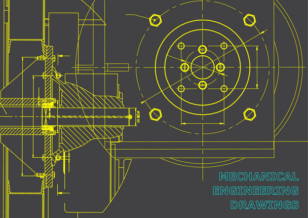 Technical illustration. Mechanical engineering. Backgrounds of engineering subjects. Technical design. Gray - Vector, Image