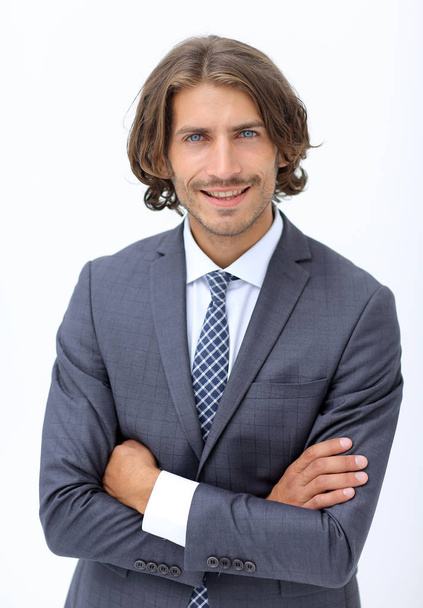 Happy young man with dark hair wearing an elegant suit - Fotó, kép