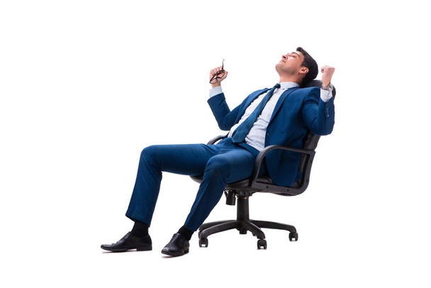 Empresario sentado en silla aislado en blanco
 - Foto, Imagen