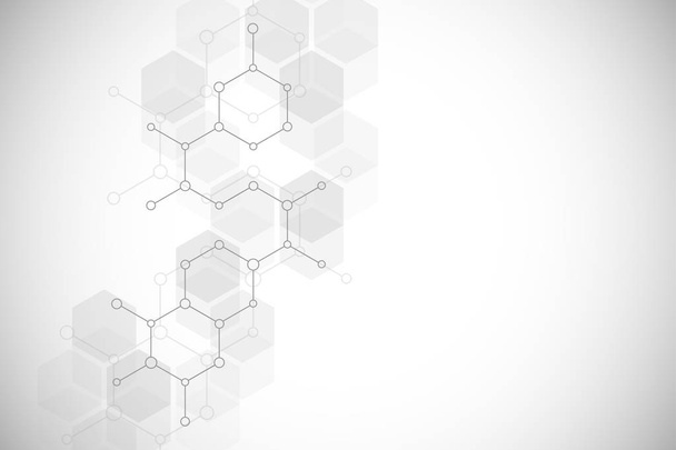 Abstract molecular structure and chemical elements. Medical, science and technology concept. Geometric background from hexagons. - Photo, Image