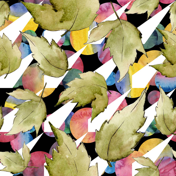 Φύλλα πράσινο σφενδάμου. Φύλλο φυτού Βοτανικός Κήπος floral φύλλωμα. Απρόσκοπτη υπόβαθρο μοτίβο. Ύφασμα ταπετσαρία υφή. Φύλλα ακουαρέλας για φόντο, υφή, μοτίβο περιτύλιγμα, πλαίσιο ή στα σύνορα. - Φωτογραφία, εικόνα