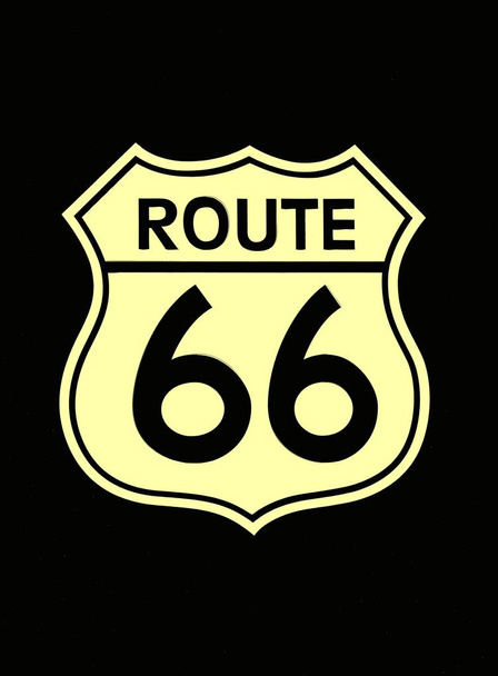 Utazás USA jele Route 66 címke. Amerikai közúti ikon. - Fotó, kép