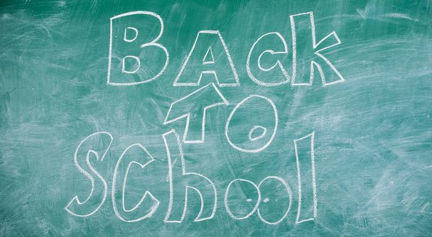 Chalkboard with inscription back to school. September time to back to studying and getting education. Back to school it is never late to study. Advertisement back to school chalkboard background - Foto, Imagem