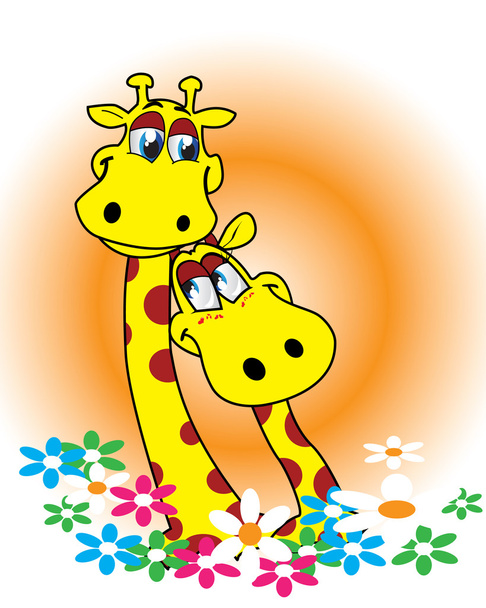 twee gelukkige giraffen - Vector, afbeelding