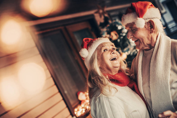 Joyful aged twosome spending together Xmas holidays - Fotografie, Obrázek