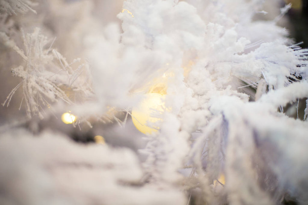 Abstract unfocused backgrounds with Christmas decorations with led light bokeh - close-up photo. - Foto, Bild