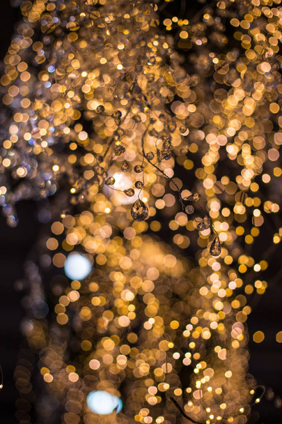 Abstract unfocused backgrounds with Christmas decorations with led light bokeh - close-up photo. - Fotografie, Obrázek