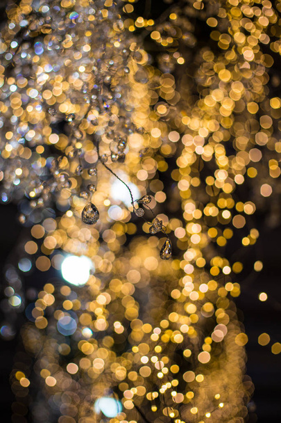 Abstract unfocused backgrounds with Christmas decorations with led light bokeh - close-up photo. - Foto, Imagen