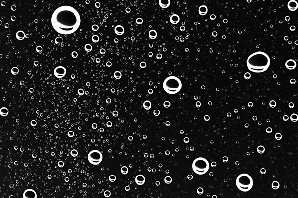 black wet background, raindrops on window glass, concept of autumn weather - Photo, Image