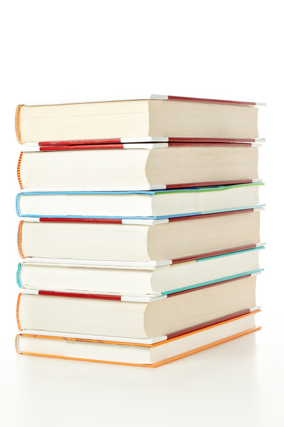 Large stack of books from the library, on a white background. - Foto, Imagem