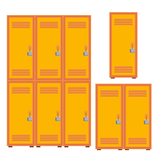 Classic School Locker, Metal Cabinet Icon Vector. Isolated Cartoon Illustration - Vector, Image