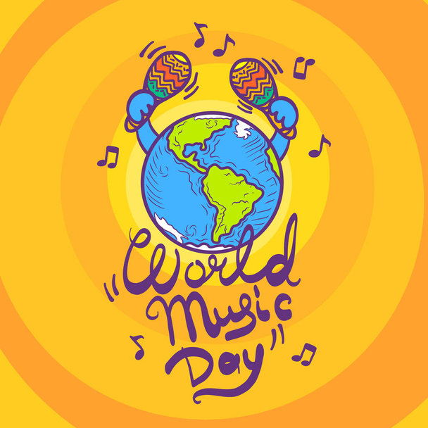 World music day concept background, hand drawn style - Vektör, Görsel